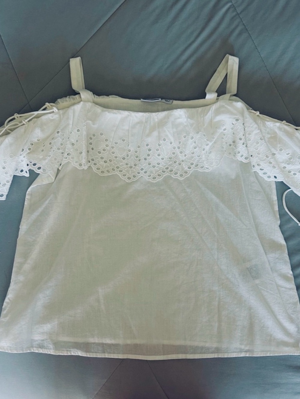 Noisy May Eyelet Cold Shoulder Top